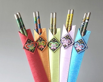 Juego de 5 palillos con diseño tradicional coreano - acero inoxidable / Palillos coreanos / Diseños coreanos / Juego de palillos / Regalos coreanos / Amantes de Corea