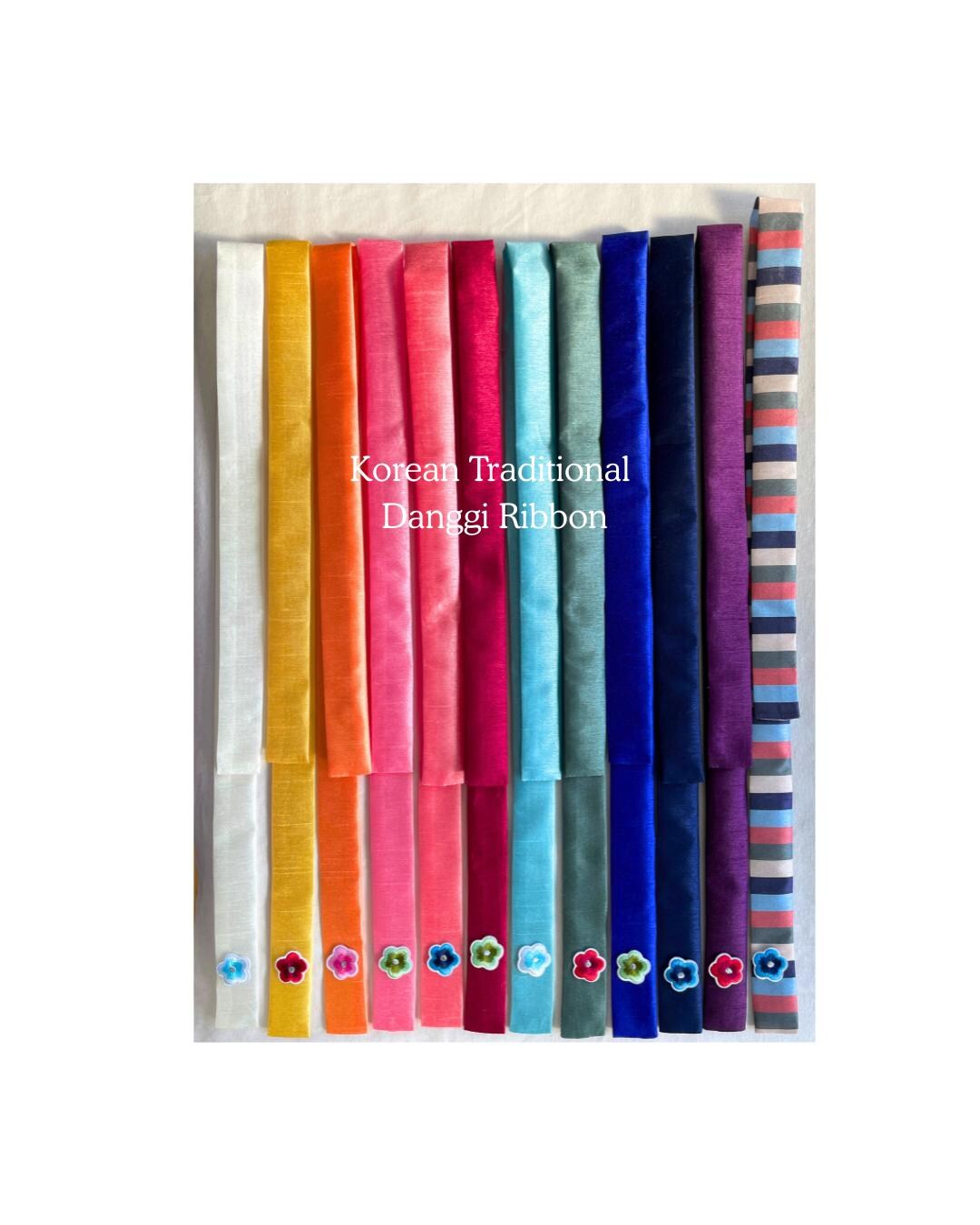 Korean Daenggi Hair Ribbon | Hanbok Fabric Hair Tie | Floral Patch ...