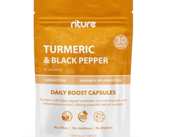 Turmeric + Black Pepper Tablets 1000mg 30, 60, 120 Tablets - UK Supplement, High Strength Capsules