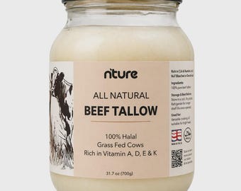 Sebo de carne bovina orgânica alimentada a pasto, 700g e 350g | Origem: Reino Unido | Vacas 100% alimentadas a pasto