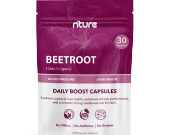 Beetroot Essence Capsules: Vegan, High Potency, UK Made Potent 1000mg Per Serving 30,60,120 Vegan Capsules