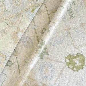 Tappeto Oushak in lana annodato a mano: stile vintage beige verde