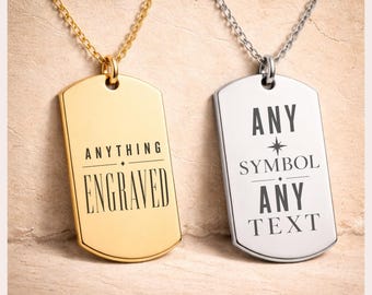 Op maat gegraveerde dogtag-ketting, Say Anything-sieraden, dubbelzijdig, custom-bestelling