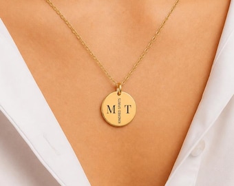 Kindred Spirits Personalized Two Initial Necklace, Custom Engraved Gift for Best Friend, Sister, Couple, Galentine or Valentine