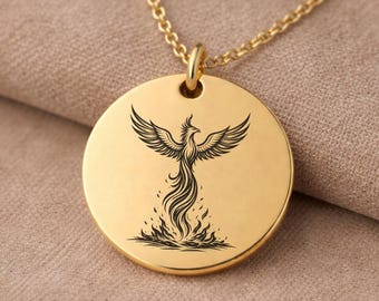 Ketting met stijgende feniks, op maat gegraveerde soberheidssieraden, zinvol nuchter cadeau voor een nieuw begin