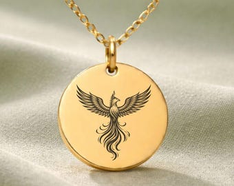 Phoenix-ketting, echtscheidingscadeau, gegraveerde opbeurende sieraden, aangepast nieuw hoofdstukcadeau, krachtketting