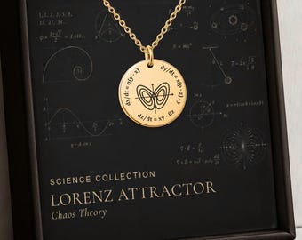 Lorenz Attractor Necklace, Custom Engraved Science Jewelry, Butterfly Effect Chaos Theory Gift for Scientist, Physics & Meteorology Necklace