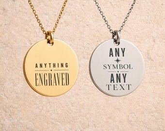 Gepersonaliseerde lasergegraveerde muntketting, uniek, custom orderontwerp