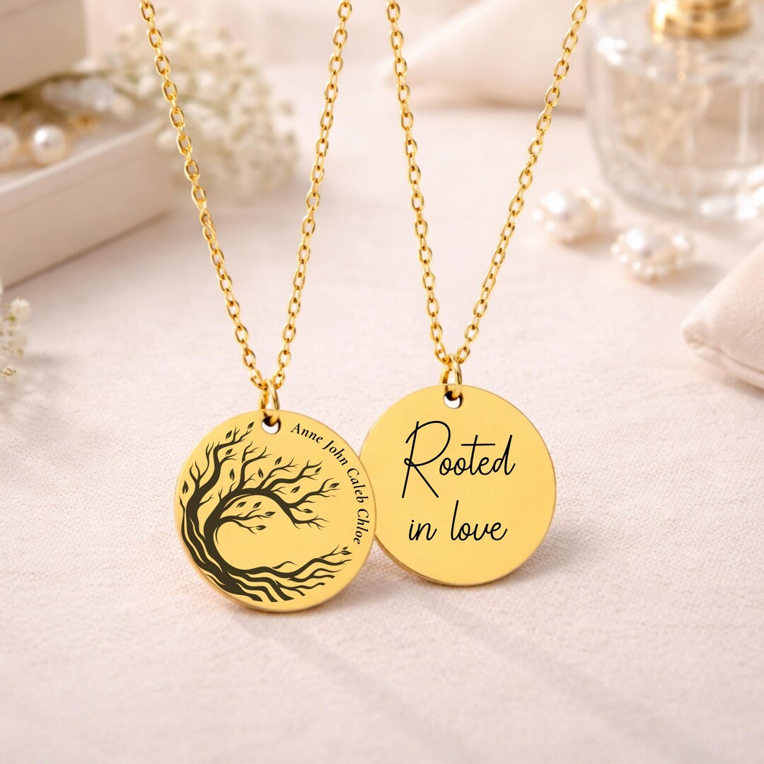 Family Necklace Personalized With Names or Initials, Custom Tree of ...