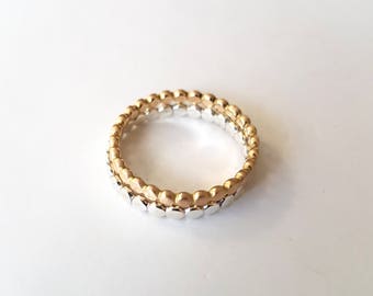Stacking rings in 14K yellow gold and silver