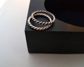 Silver twisted wire rings