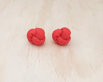Knot Stud Earrings in Tomato Red