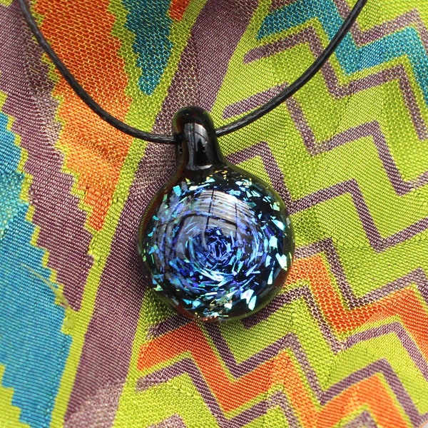 Dichroic glass lampworked pendant galaxy sparkly borosilicate jewellery necklace flameworked