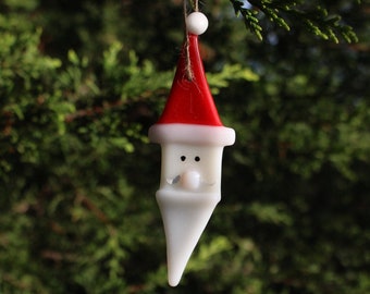 Fused glass santa head father christmas tree decoration ornament hanging beard festive decor window hanging advent gift