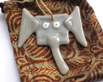 Fused glass elephant decoration bullseye glass fusing grey ornament window hanging sun catcher zoo theme animal kiln fused home decor