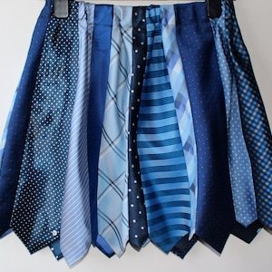 Upcycled Silk Tie Ties Skirt Elasticated Vintage Hippy Hippie upcycling bohemian Colourful Festival Clothing blue sky blue recycled
