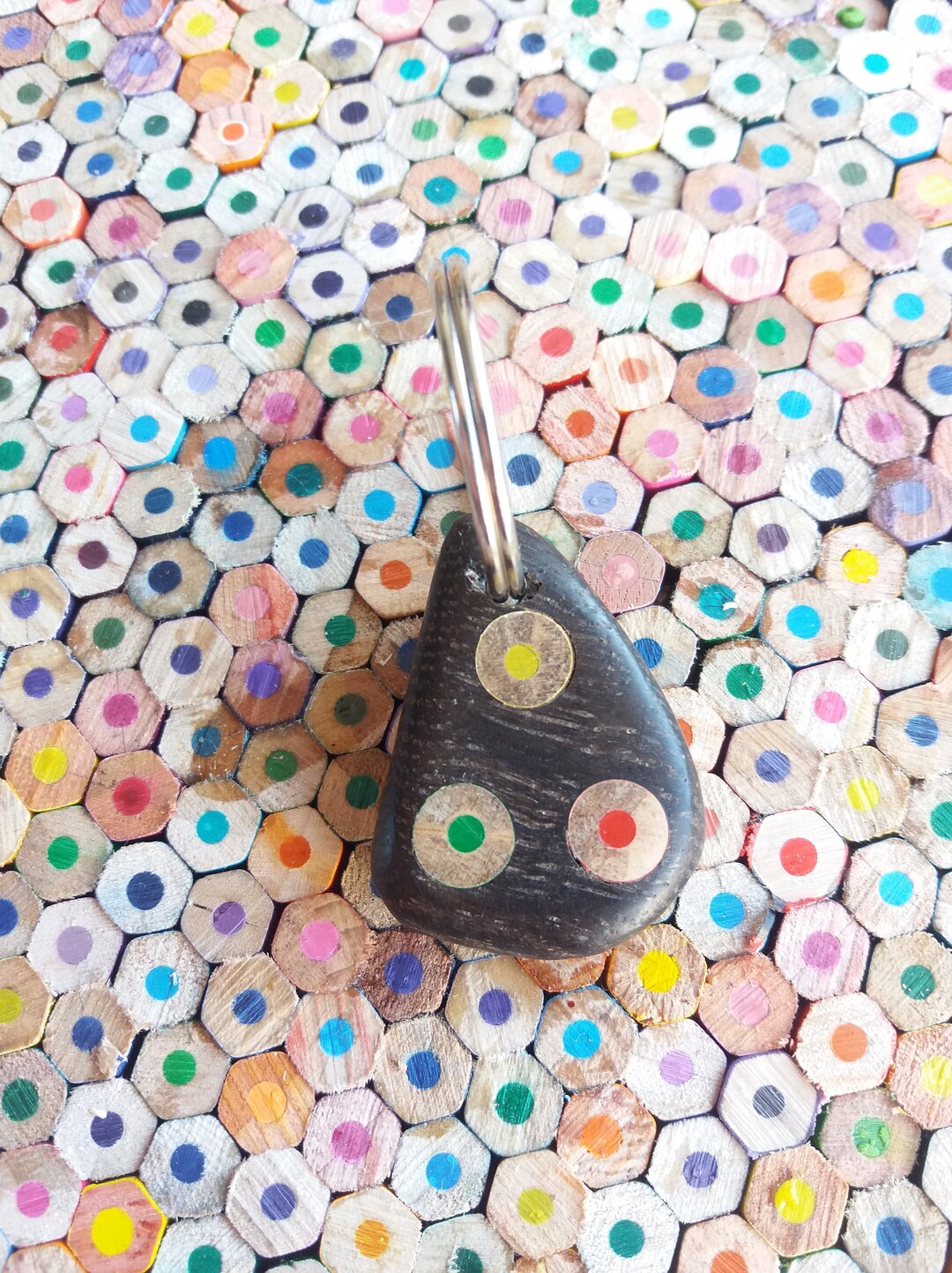 Upcycled Bog Oak Keyring With Colouring Pencil Inlay - Etsy