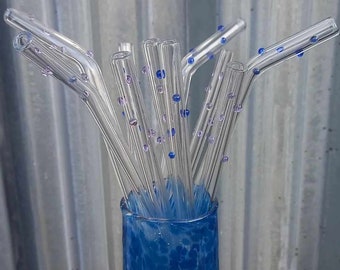 Reusable glass drinking straw spotty borosilicate