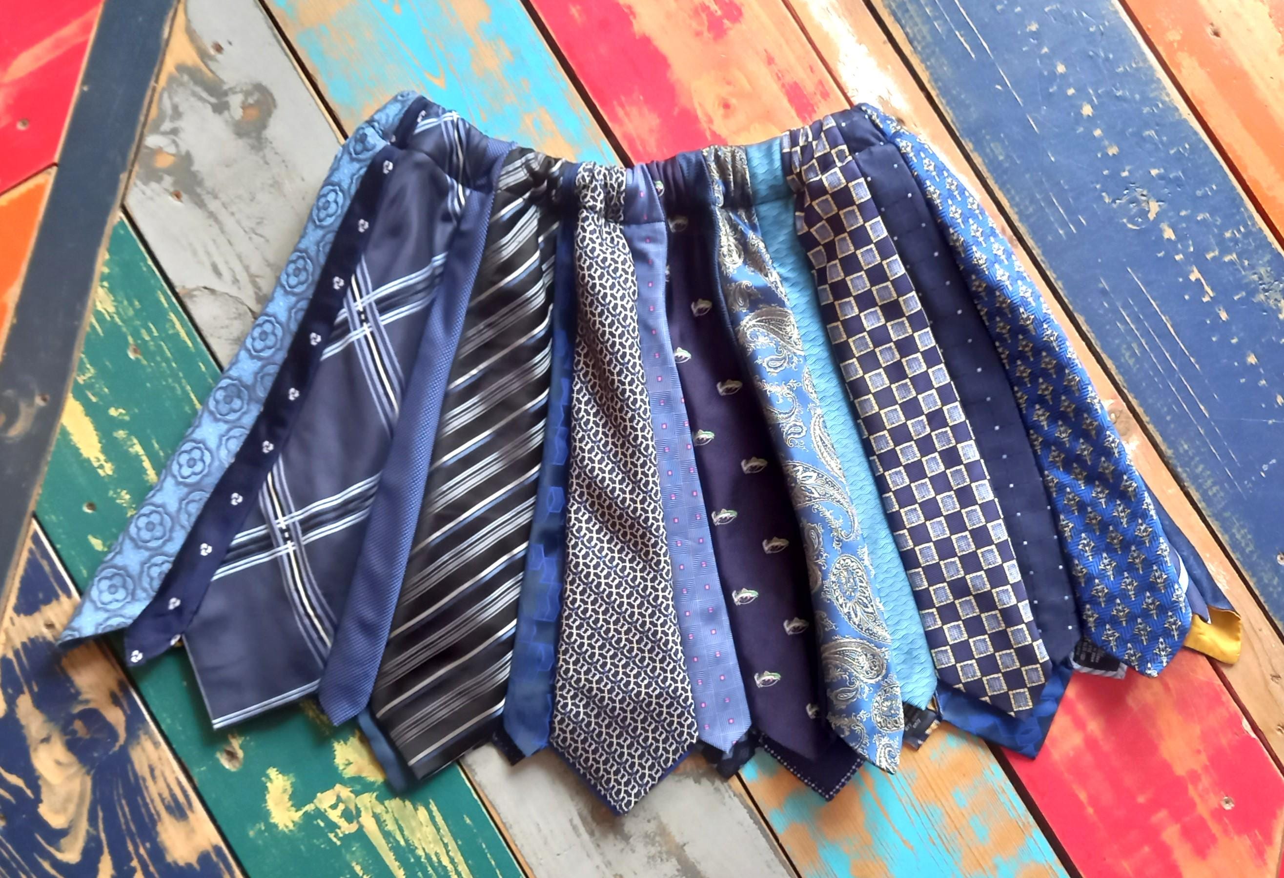 Upcycled Silk Tie Skirt, Elastic Waistband, Bohemian  display picture 3