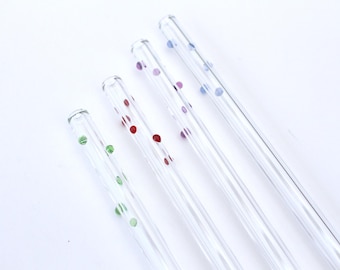Spotty Glass Drinking Straw, Reusable Borosilicate Straw, Eco Friendly
