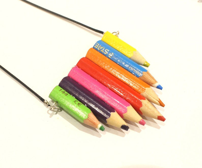 Pencil Necklace Upcycled colouring pencils pendant colourful Etsy