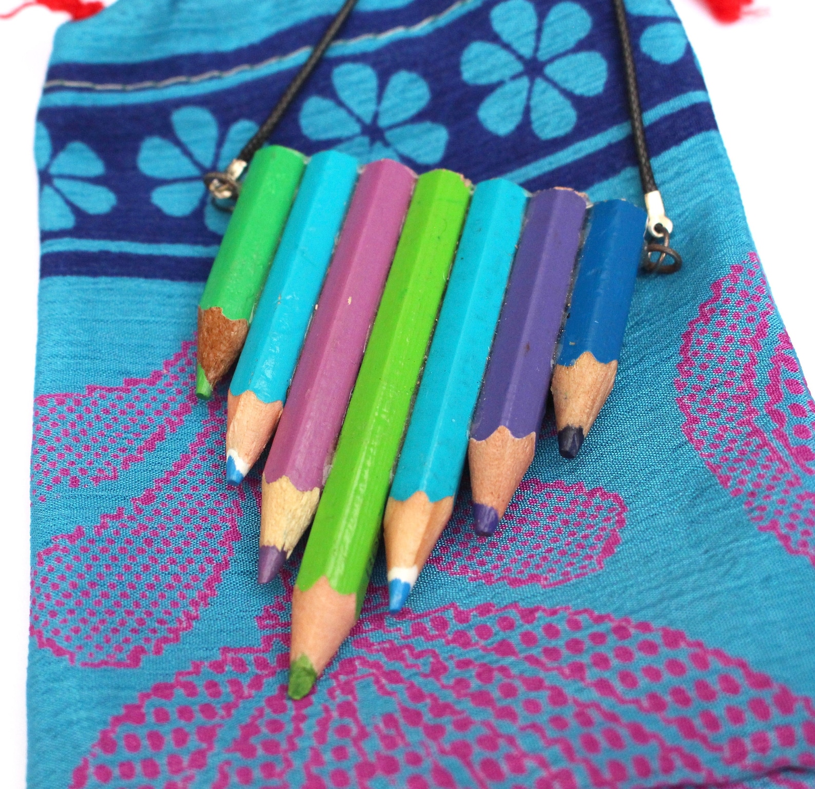 Pencil Necklace Upcycled Colouring Pencils Pendant Colourful Etsy