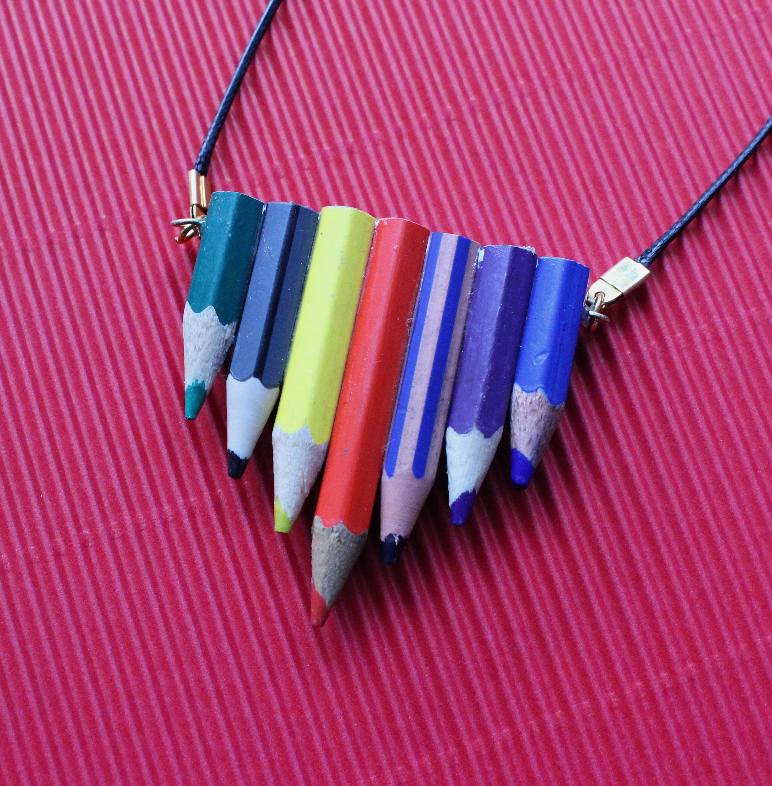 Pencil Necklace Upcycled colouring pencils pendant colourful Etsy