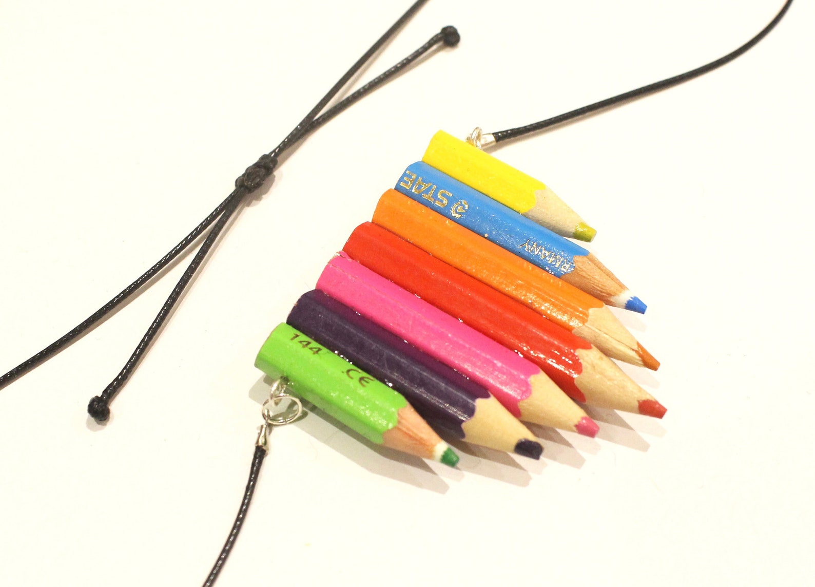 Pencil Necklace Upcycled colouring pencils pendant colourful Etsy