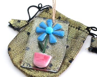Fused Glass Flower Suncatcher, Handmade Window Hanging