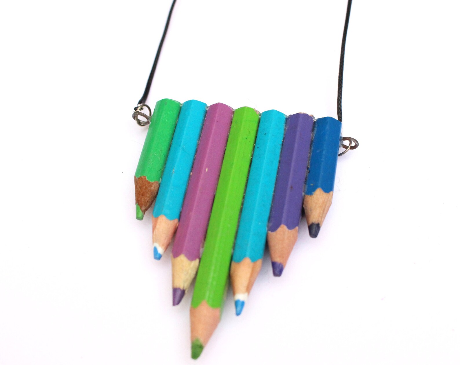 Pencil Necklace Upcycled Colouring Pencils Pendant Colourful Etsy