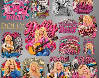 Dolly Parton PNG Bundle, Country Music PNG, Retro Western Cowgirl Designs, Southern Style Clipart, Country Music Lover Digital Download, 15