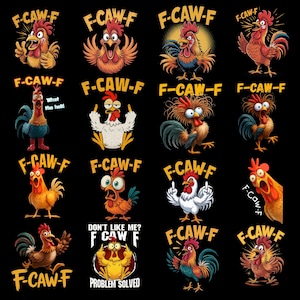 トレンディな面白いF-Caw-FチキンバンドルPNG、面白い叫び声を上げる鶏のPNGミーム、農場の動物Png、F-CAW-Fミーム、F-Caw-Fチキンルースターミームクリップアート