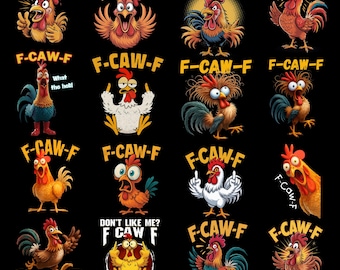 Ensemble de poulets drôles tendance F-Caw-F PNG Poulet qui crie drôle PNG Meme animaux de la ferme Png F-Caw-F Meme F-Caw-F poulet coq Meme Clipart