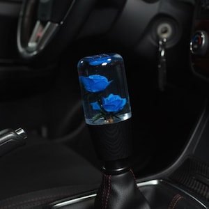 Blue Rose Shift Knob 4" – Resin Manual Transmission Shifter Knob, Custom Gear Shifter for Cars, Sim Racing & iRacing, JDM Interior