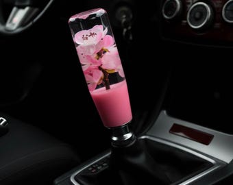 Pink Flower Shift Knob 5.6in – Resin Gear Shifter for Car, JDM Shift Knob, Custom Gear Stick, Floral Shifter, Car Interior Decor