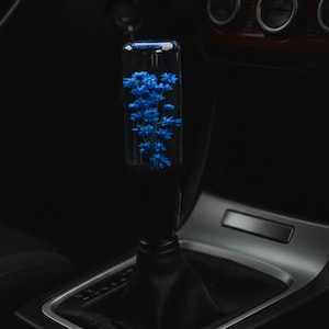 Blue Sakura Weighted Shift Knob 5.9" - Resin Gear Shifter Knob with Cherry Blossoms - Handmade JDM Shifter for Manual Cars - Sim Racing