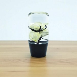 White Rose Resin Shift Knob: JDM Manual Car Accessory