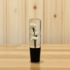 White Rose Resin Shift Knob: Handmade JDM Car Interior Upgrade