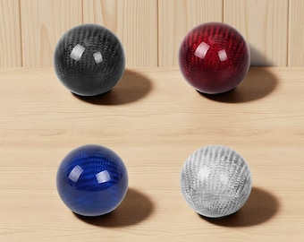 Pomo de palanca de cambios de fibra de carbono de 2" - Palanca de cambios redonda JDM - Negro, rojo, azul, plateado - Pomo de palanca de cambios manual hecho a mano - Configuración para iRacing y Sim Racing