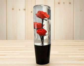 Pomo de palanca de cambios de resina con forma de rosa roja de 6 pulgadas – Palanca de cambios JDM con peso