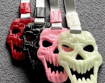 Spooky Skull Tsurikawa - Halloween JDM Drift Charm Handle - Glow in the dark - Black, Red, Pink - Decorative Tow Hook Bumper Car Accessory