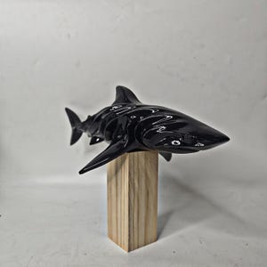 abstract shark statue, wooden sculpture, gift for friends and relatives