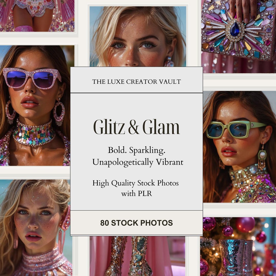 Glitz & Glam Stock Photo Bundle: Sequins, Glitter, Bright Colors (PLR ...