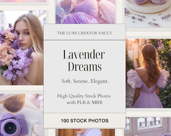 Lavender Dreams Stock Photo Bundle: 100 Pastel Purple Images (PLR & MRR Digital Download)