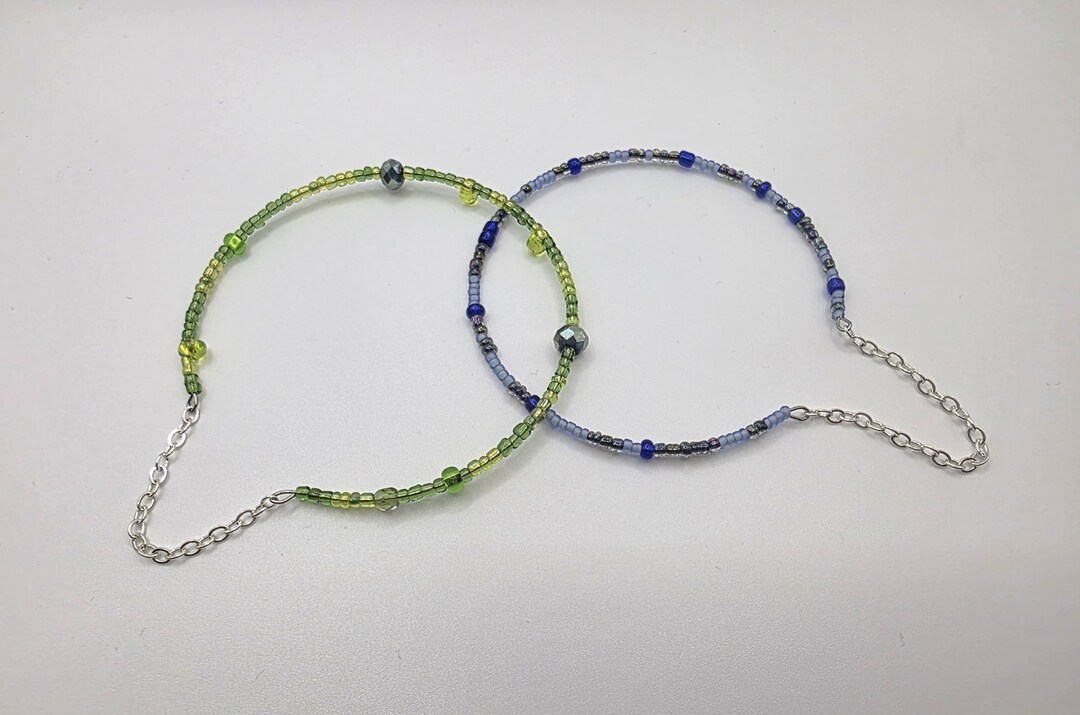 Colourful Handmade Single Loop Memory Wire Bracelets With Chain Link - Etsy