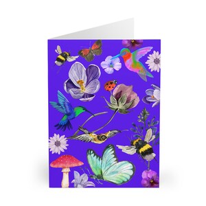 5 pack of beautiful, blue, nature greeting cards