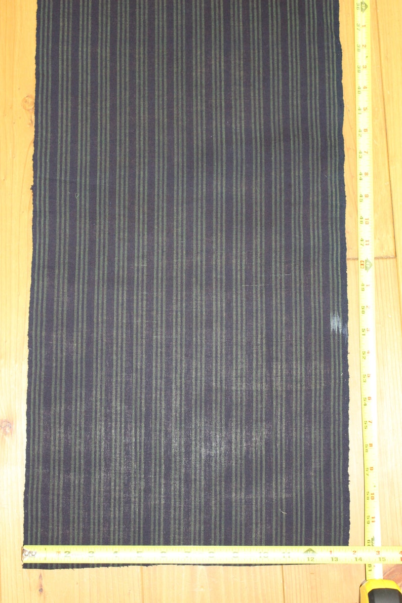 60 inches Vintage Japanese Indigo Cotton Shijira Striped Noragi Kimono Artisan Peasant Traditional Folk Fabric