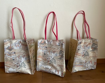 Japanese Silk Obi Tote Bag: Upcycled Kimono Fabric, Artisan Crafted