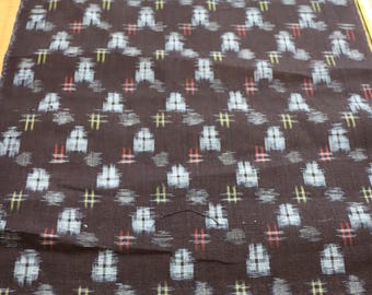 Vintage Japanese Indigo Cotton Kasuri Ikat Kimono Fabric - 56" Artisan Textile