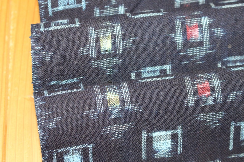 Vintage Japanese Indigo Cotton Kasuri Ikat Kimono Fabric Indigo Artisan Fabric